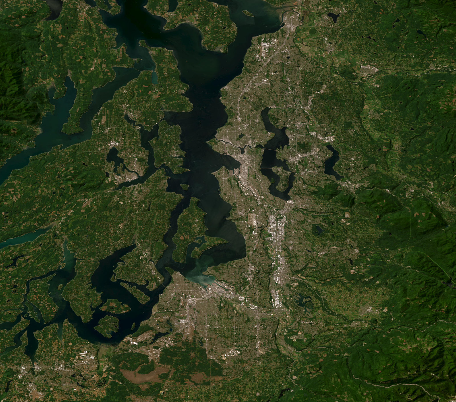 Satellite map of the Puget Sound service area