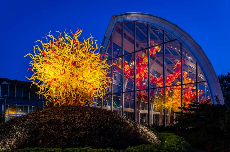 Colorful glass installation at Chihuly Garden and Glass in Seattle
